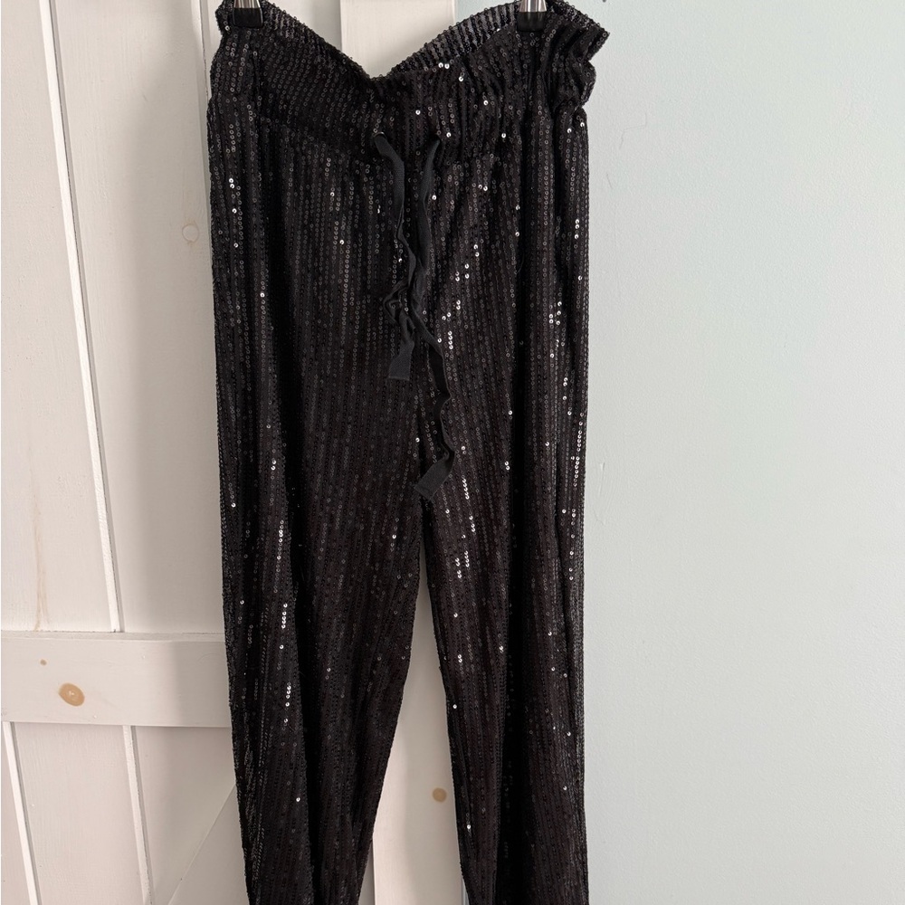Black Sequin Women's Pants